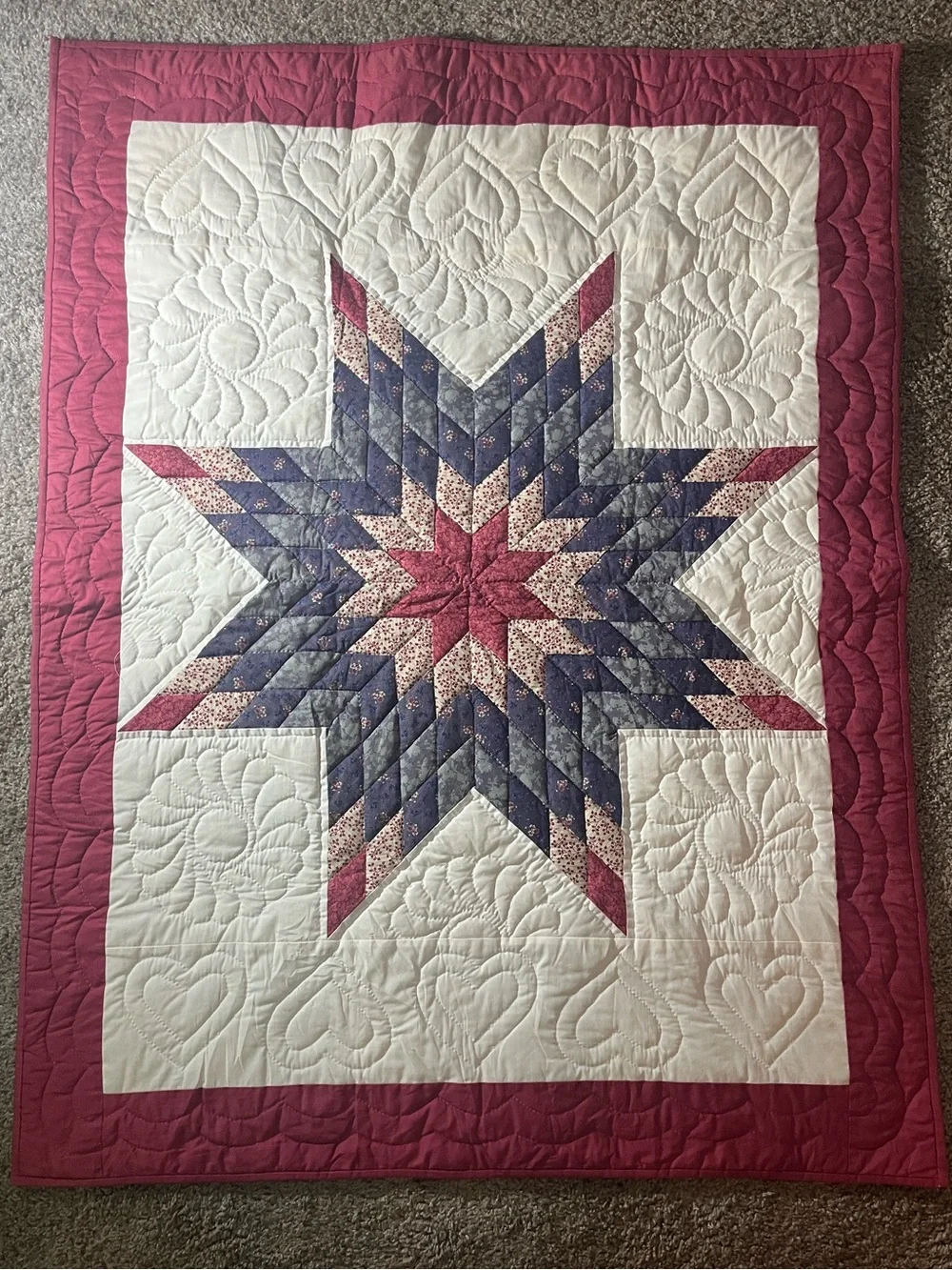 Quilt Vintage Lone Star 37 1/2” W x 47 1/2 L